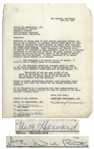 Moe Howard & Joe DeRita Agreement Signed From 1959 Regarding THE OUTER SPACE PICTURE -- Single Page Measures 8.5 x 11 -- Chipping to Edges, Very Good Condition